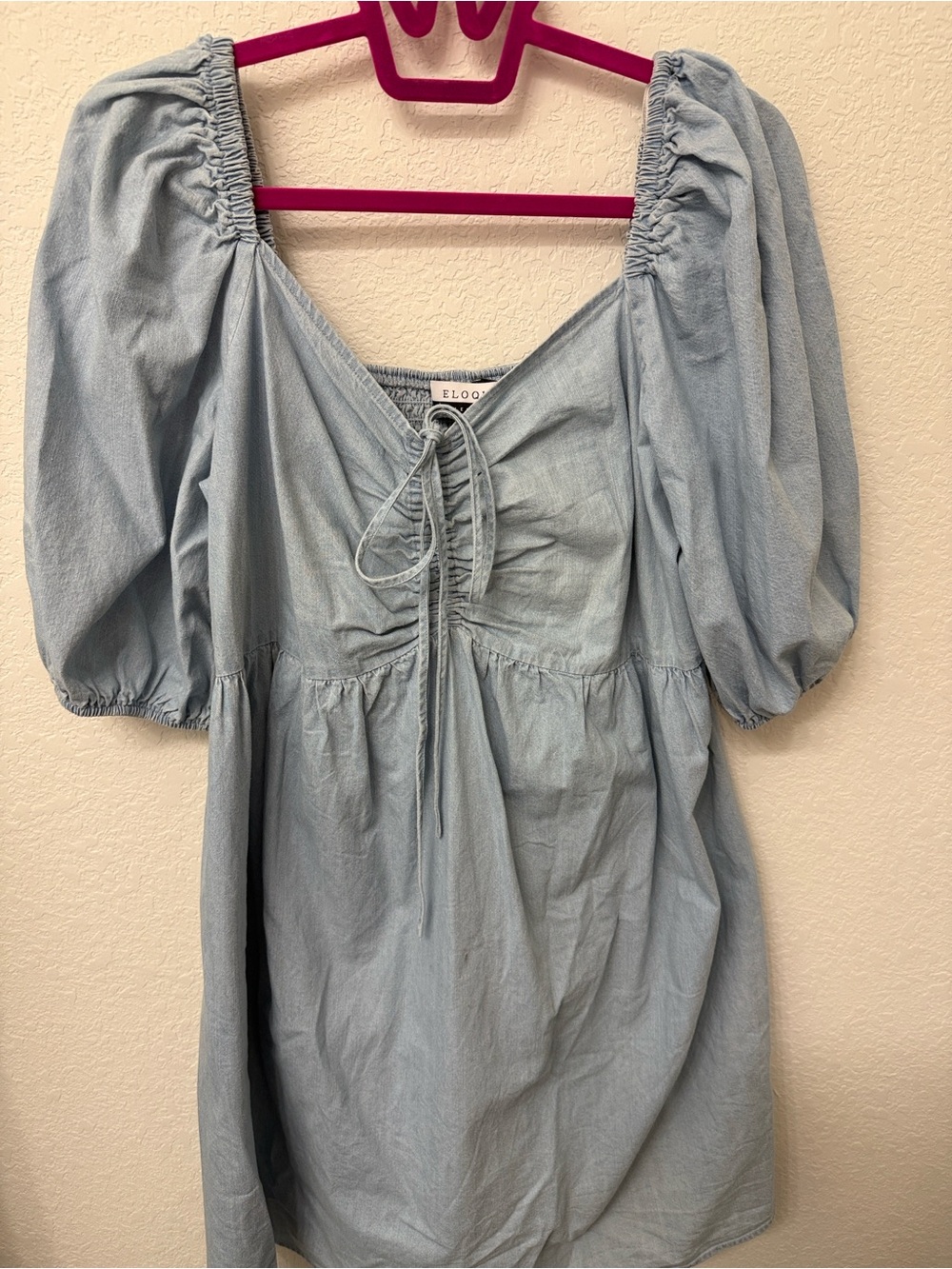 Eloquii Light Blue Smocked Detail dress